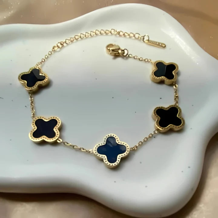 Five Leaf Clover Bracelet - Black