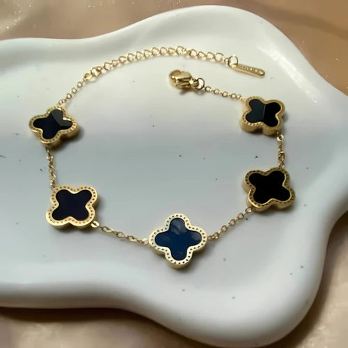 Five Leaf Clover Bracelet - Black