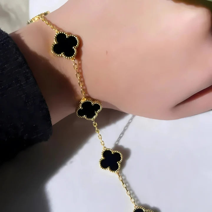 Five Leaf Clover Bracelet - Black