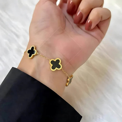 Five Leaf Clover Bracelet - Black